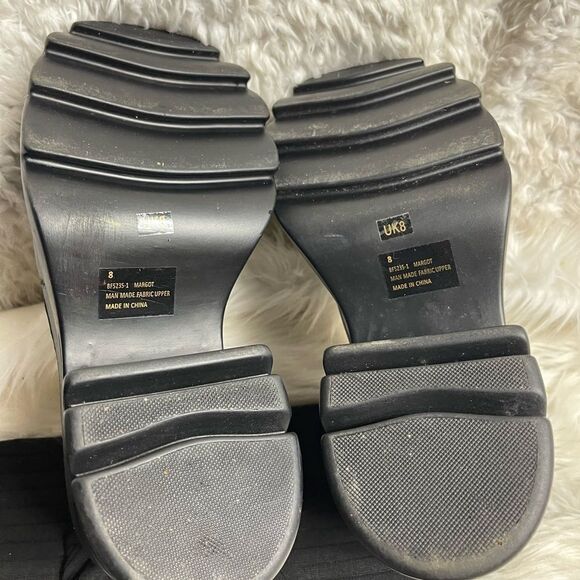 EGO Synthetic Black patent and knitted thigh high chunky platform boots SZ10.5 - Picture 10 of 10